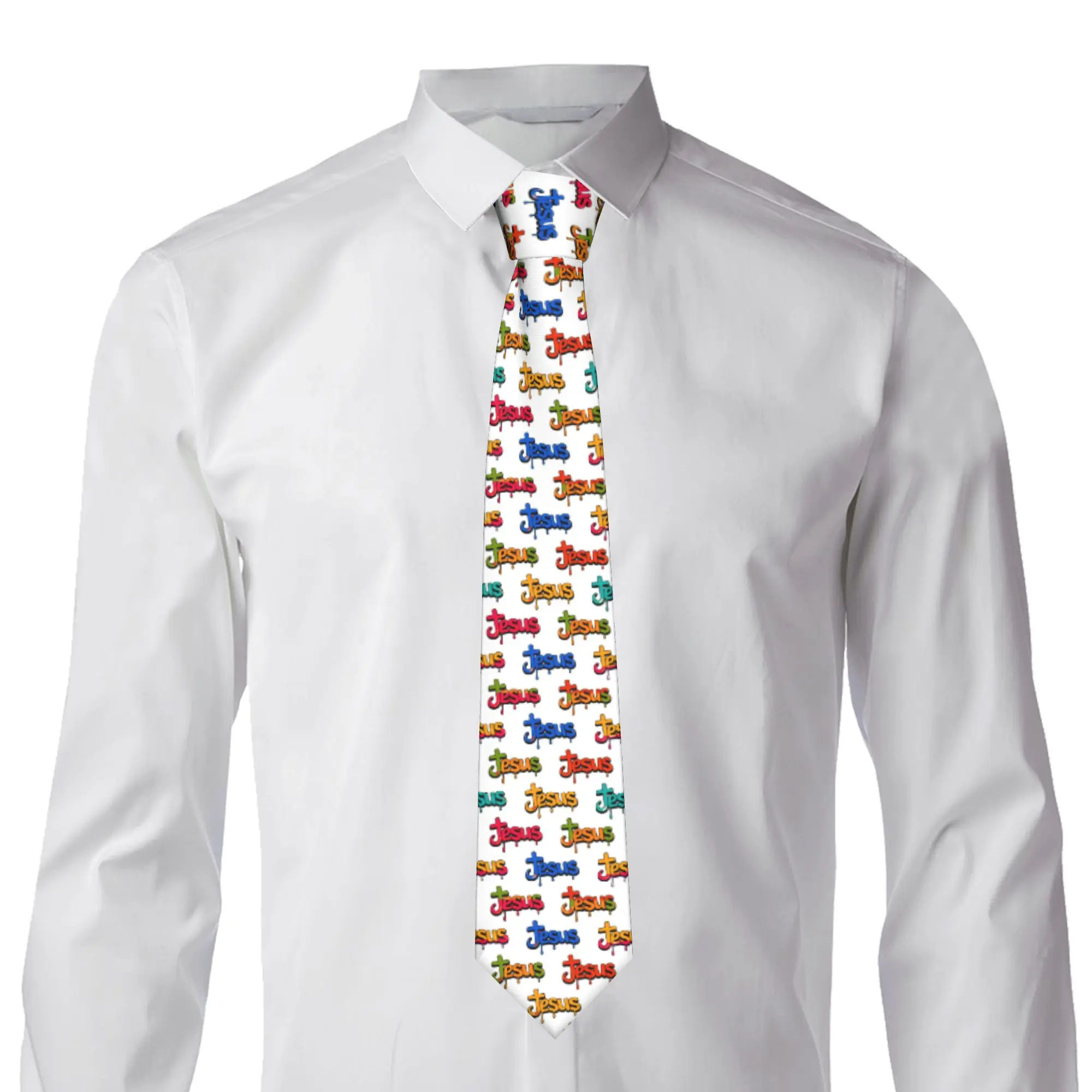 Fashion Christian Faith Multicolor Jesus   Necktie Men Silk Christ Religion  Wedding Ties