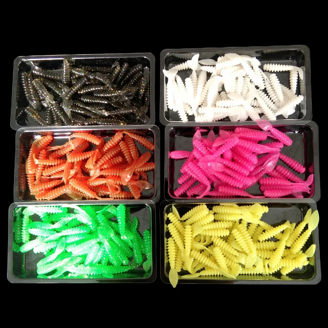 300pcs NEW AJING Soft Lure Rockfish Fishing Lures 3.5cm MINI Artificial Bait Swimbaits Jig Lure Wobber Worm Tackle