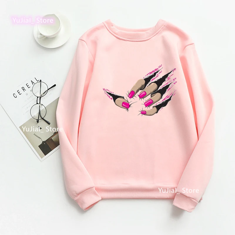 Aquarela pêssego amor unhas impressão gráfica moletom roupas femininas 2022 moda engraçado boné de maquiagem hoodies femme harajuku jumper