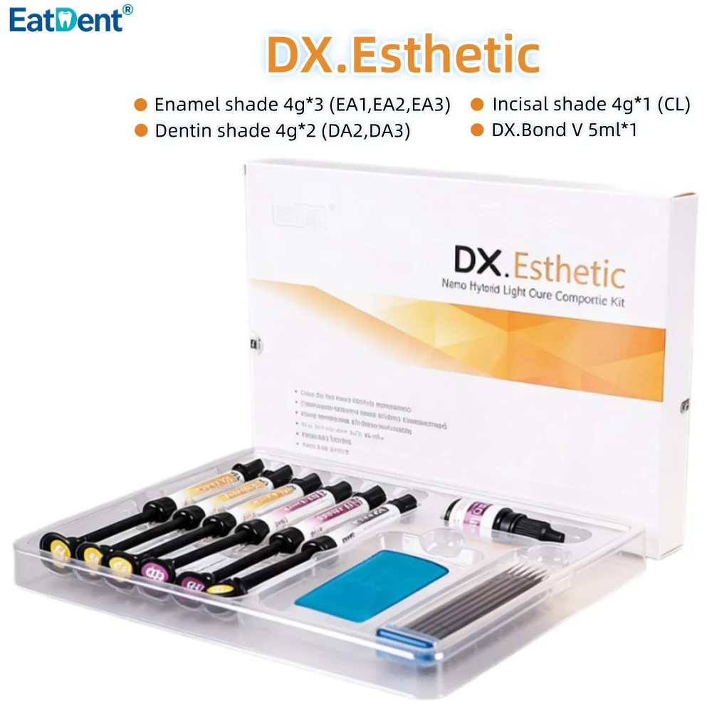 DENTEX DX.Esthetic Dental Resin Nano Hybrid Light Cure Composite Kit For Esthetic Restoration of Enamel and Anterior Teeth