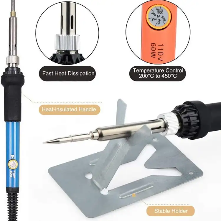 Soldering Iron Adjustable Temperature Electric 220V 110V 60W Welding Solder Rework Station Heat Cautin Pencil Tips Repair Tool