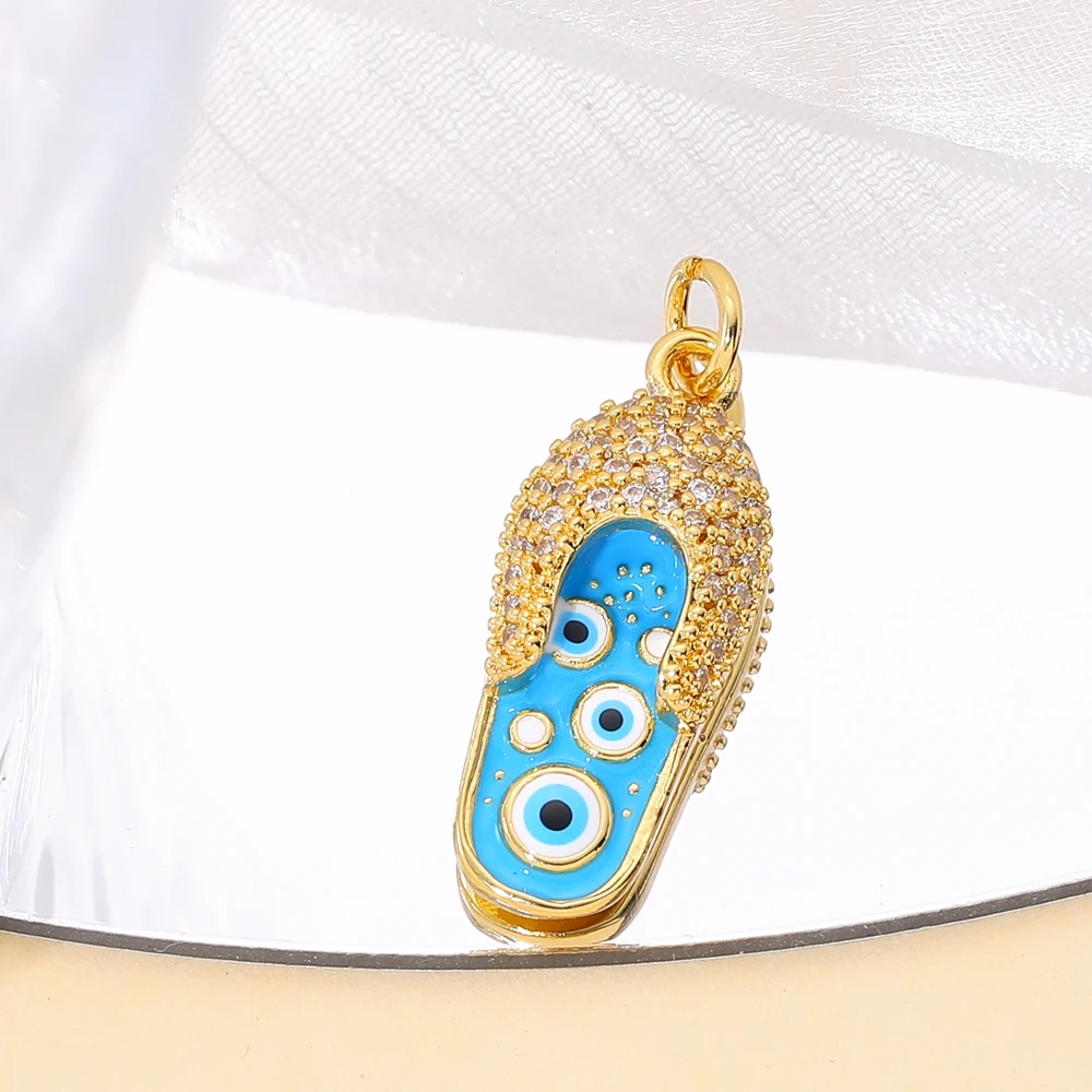 Juya Handwerk Bunte Emaille Anhänger Hausschuhe Hamsa Fatima Türkische Griechische Bösen blick Charms Für DIY Mode Schmuck Machen – Detail 12