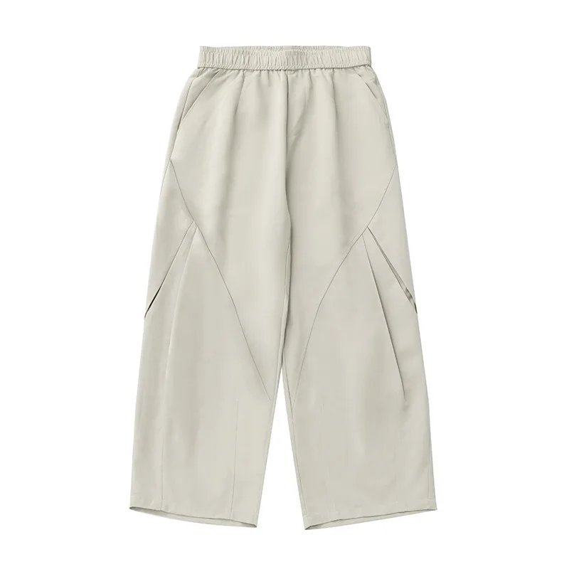 Men's Structured Pleated Casual Pants Loose Fit Curved Hem Spring Summer New Arrival Streetwear Sporty High-Quality Trousers