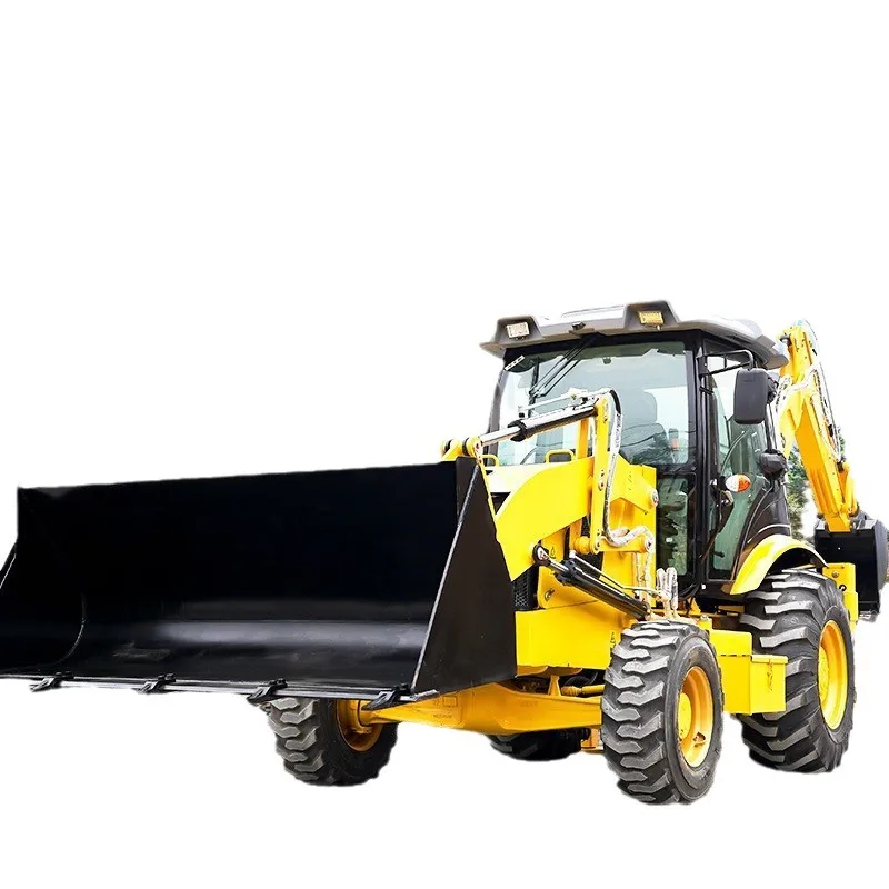 Backhoe loader, multi-functional four-wheel drive hydraulic forklift, integrated front shovel and rear excavation