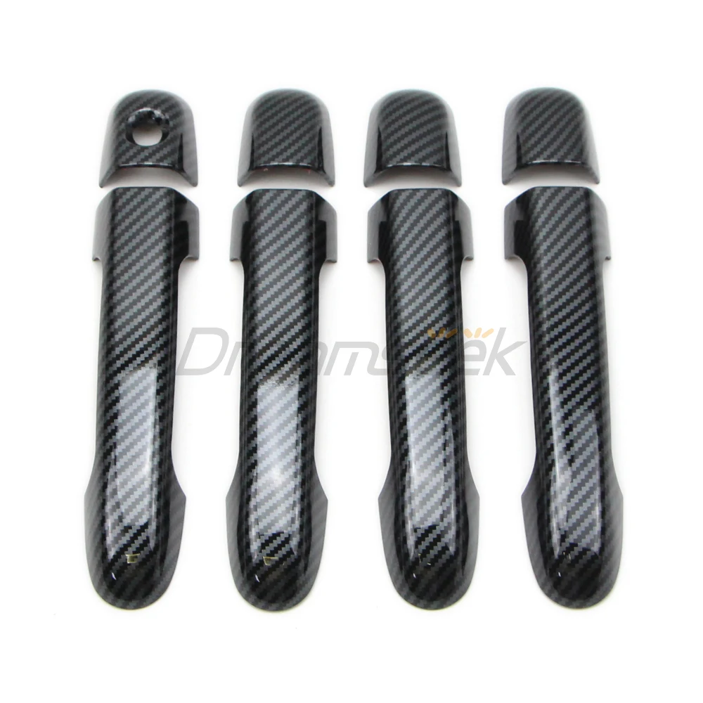 8Pcs Side Door Handle Cover For Hyundai Elantra 2006-2010 Sonata NF 2007-2009 Dodge Attitude 2006-2010 Carbon Fiber Style Trim