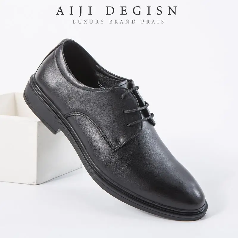 

Retro All Genuine Leather Men's Shoes Casual Cowhide Shoes Black Luxury Genuine Original Shoes