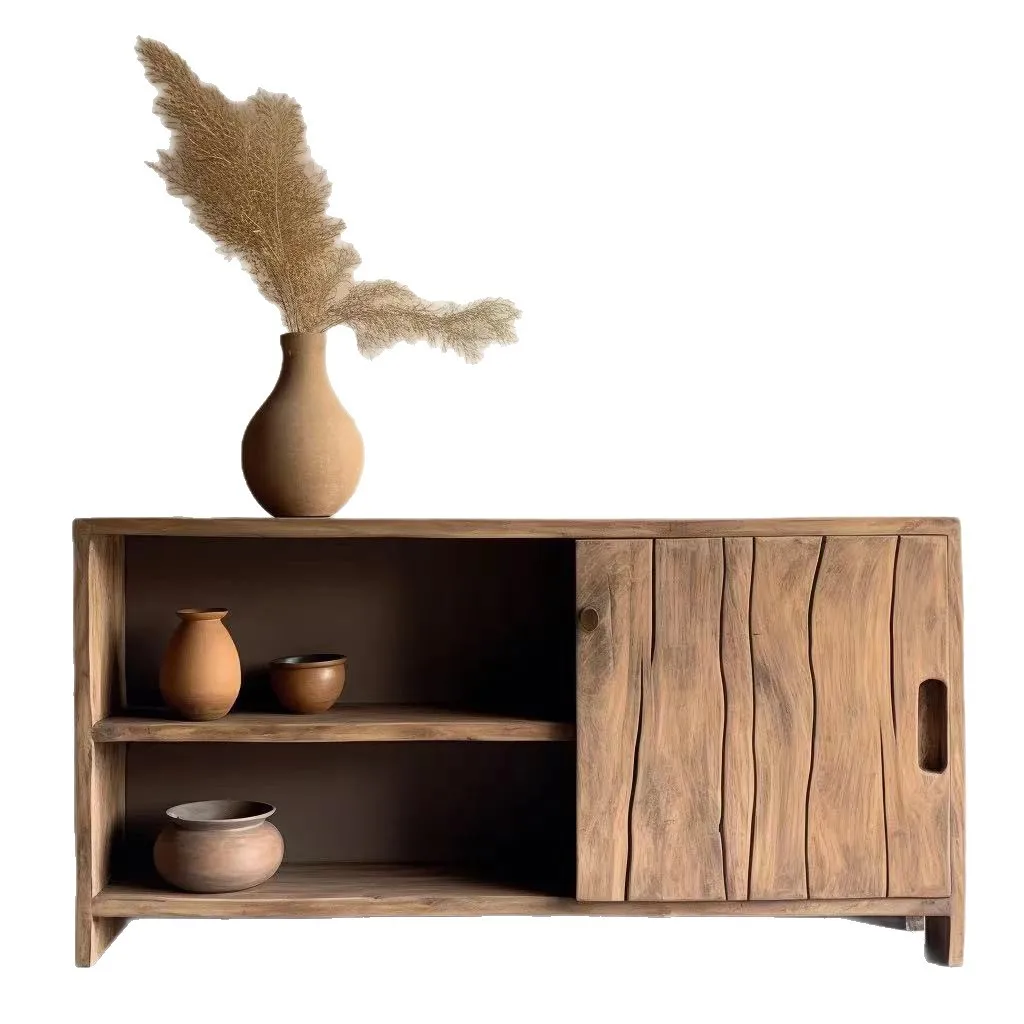 خزانة جانبية من الخشب الصلب لمدخل غرفة المعيشة، ورف مدمج على الحائط، وتخزين متعدد الوظائف وإقامة منزلية للتخزين #5