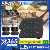 ​​EJEAS V4 Plus Motorcycle Helmet Intercom Bluetooth Headset ull Duplex Communicator for 4 Riders Group Talking Interphone IP65