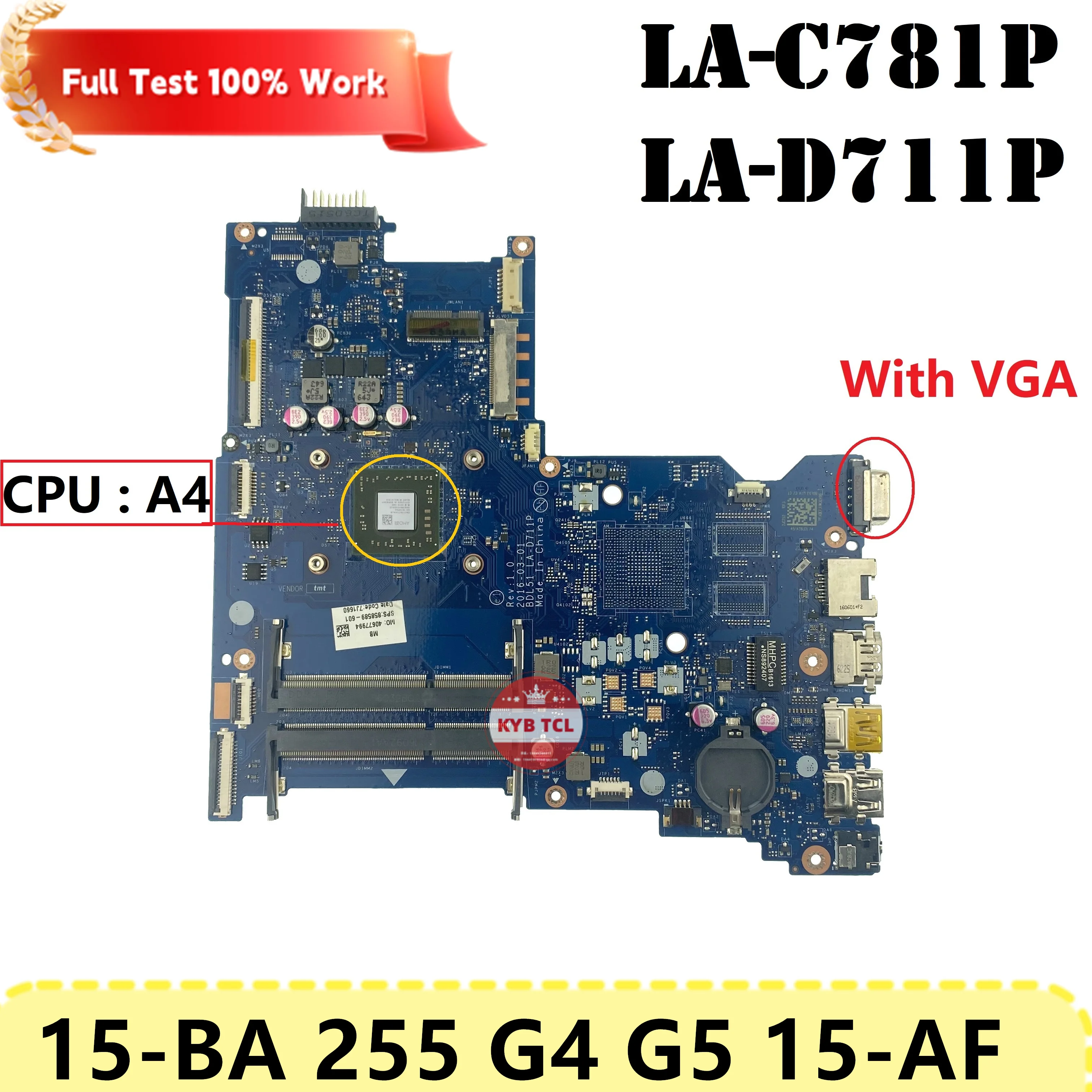 Imagem -05 - Placa-mãe Portátil para hp Pavillion Mainboard 15-af 255 g4 255 g5 15-zf 15-ba 15z-ba La-d711p La-c781p Notebook w e1 e2 a4 a6 a8