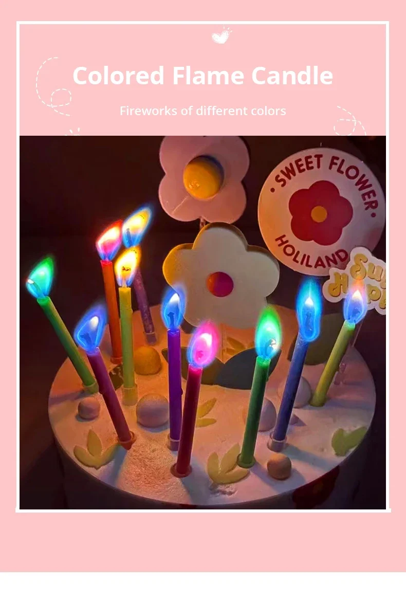 Candeline Di Compleanno A Fiamma Colorata – 24 Pezzi Con Portacandela, 5,8 Cm, Colori Assortiti