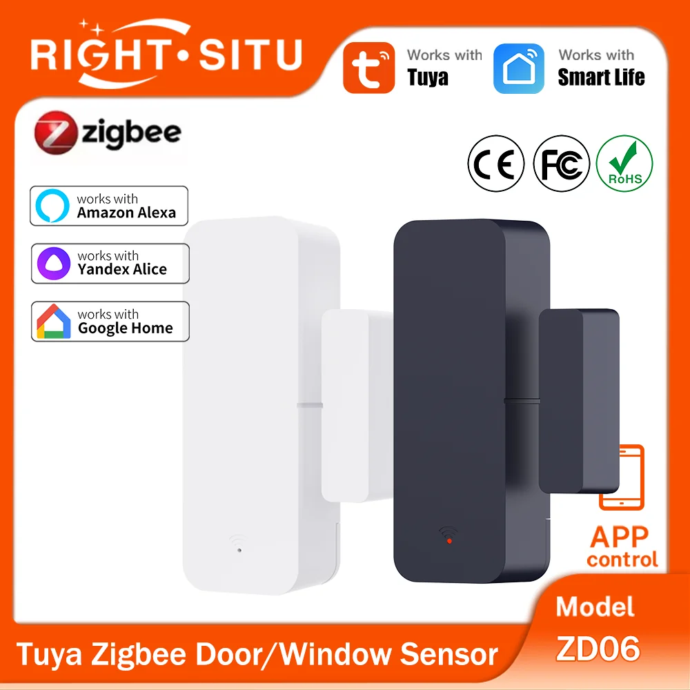 Tuya Zigbee 3.0 Door Sensor Window Sensor Contact Sensor APP Remote Control workwith Yandex SmartLife Zigbee2MQTT ZHA Alexa