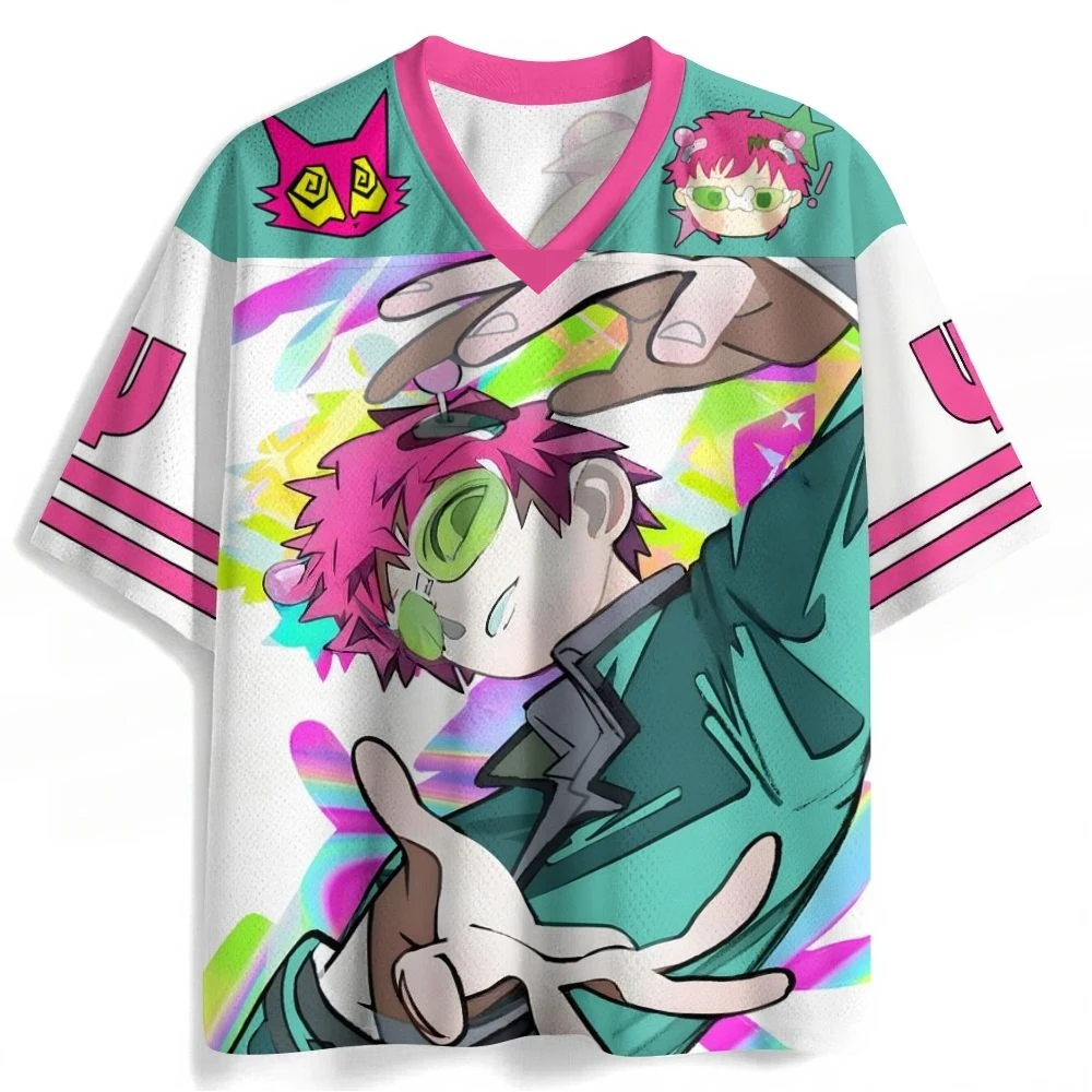 Saiki Kusuo Anime Hip-hop-style Viral Jersey Loose Casual Sports Short Sleeves Men/women Unisex Loose Anime Peripheral T-shirt