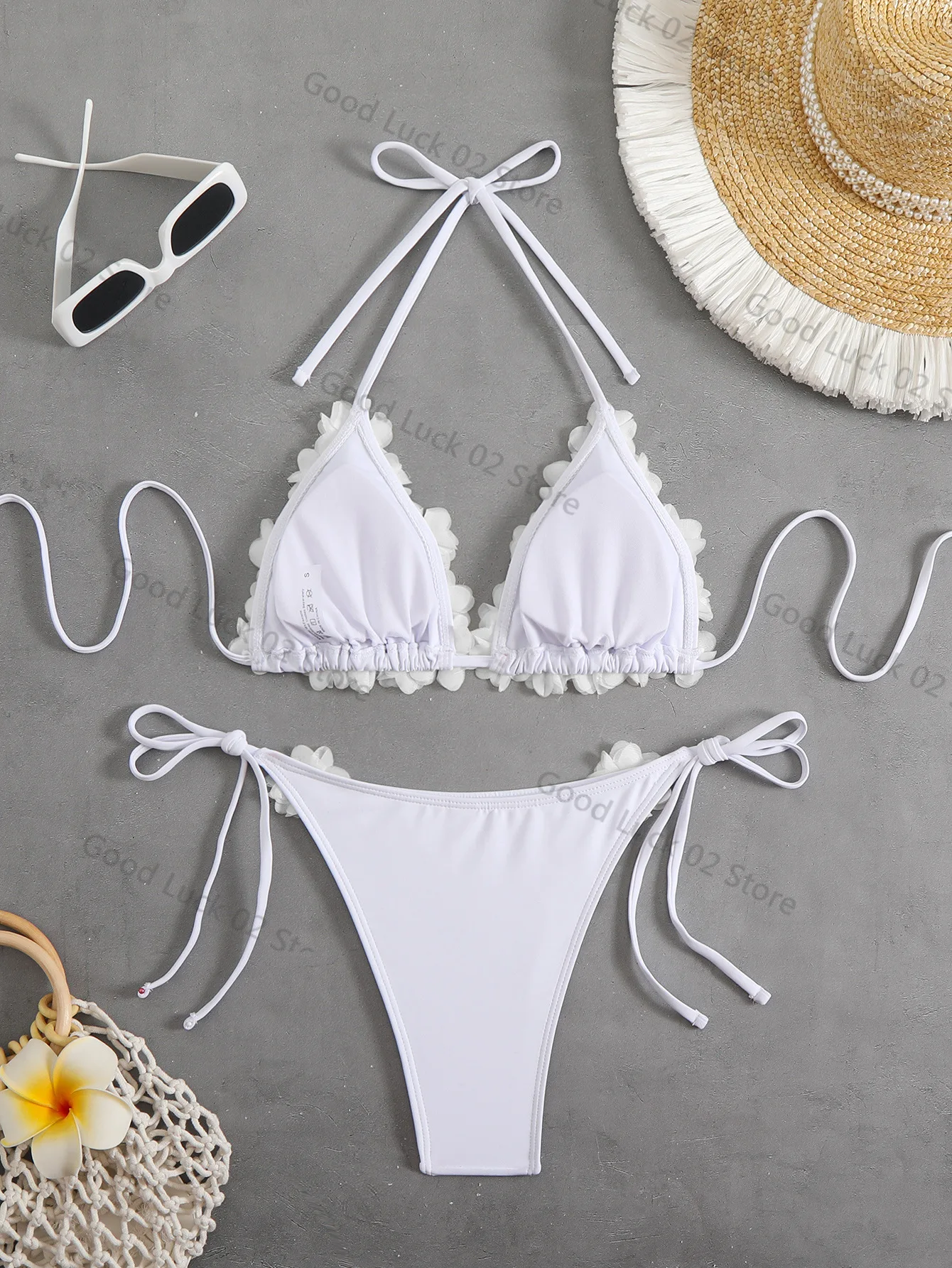 2025 novo sexy micro cintura baixa conjuntos de biquíni sólido banho feminino maiô com tiras brasileiro floral beachwear maiô biquini