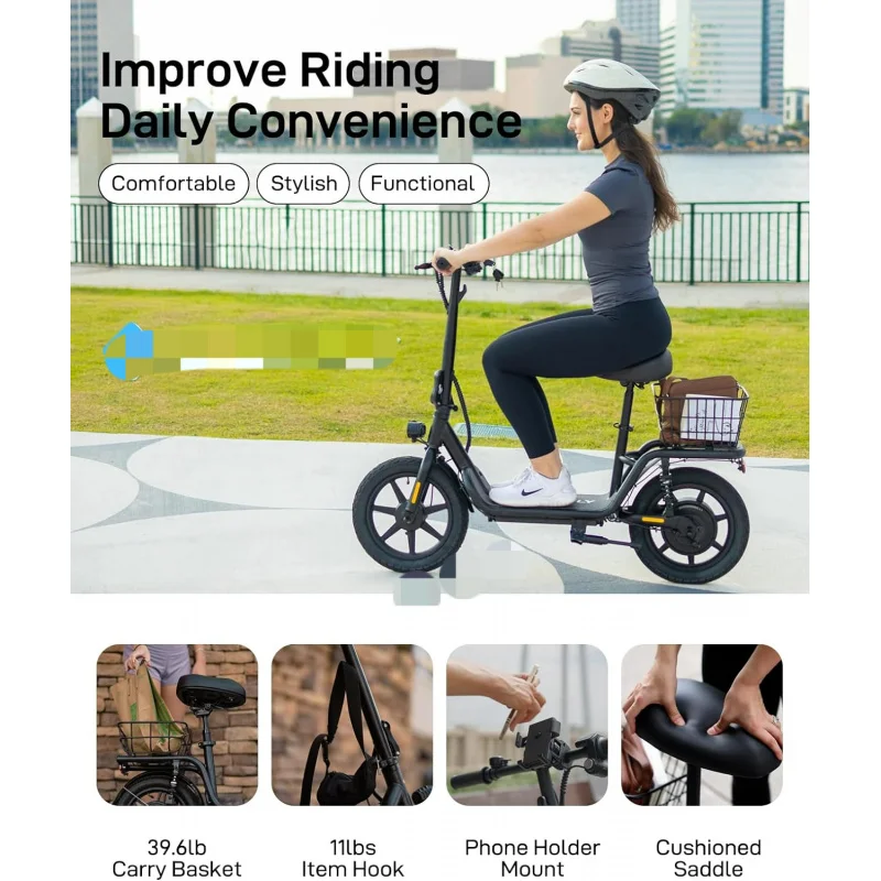 AQHoverfly Z5 Electric Scooter with Seat,18.6Miles Range&15.5Mph Power by 550W Peak Motor,14