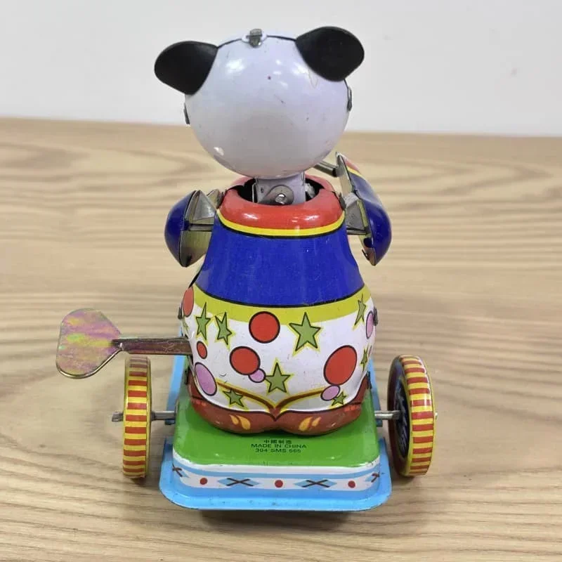 Figurines de collection rétro en métal pour enfant et adulte, jouet à remonter, 18 tambour, animal, panda, voiture mécanique, modèle idéal comme cadeau