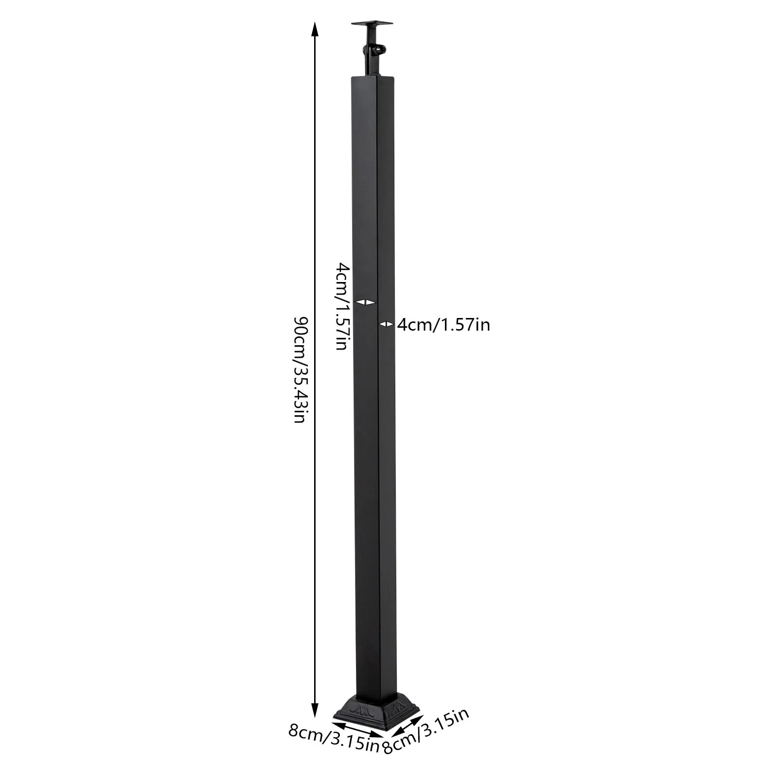 1 High-Quality Iron Black Square Metal Railing Spindles Flat Adjustable 270° Angle Bracket Banister Column