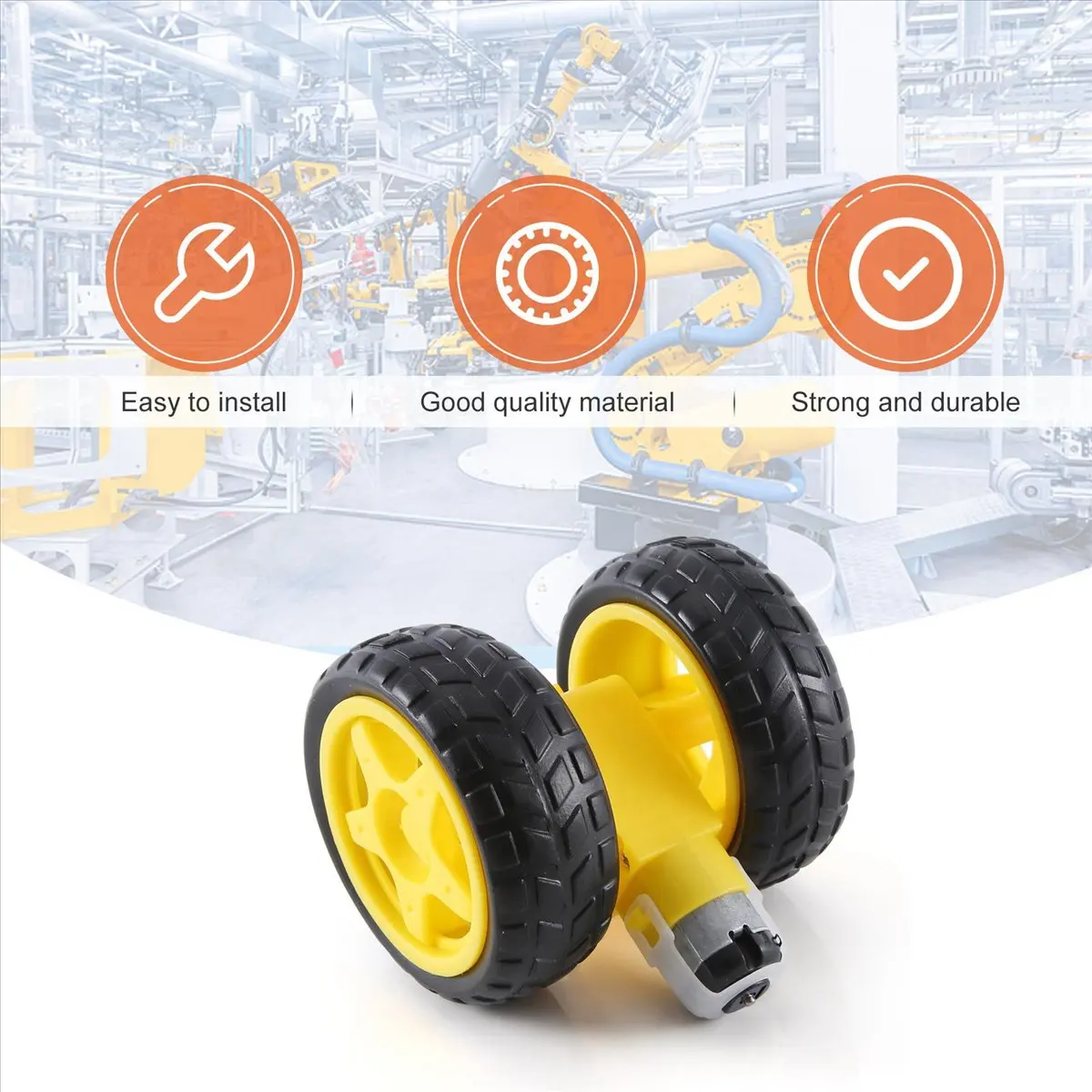 TCE 4 Pcs For Smart Car Robot Plastic Tire Wheel with DC 3-6V Gear Motor