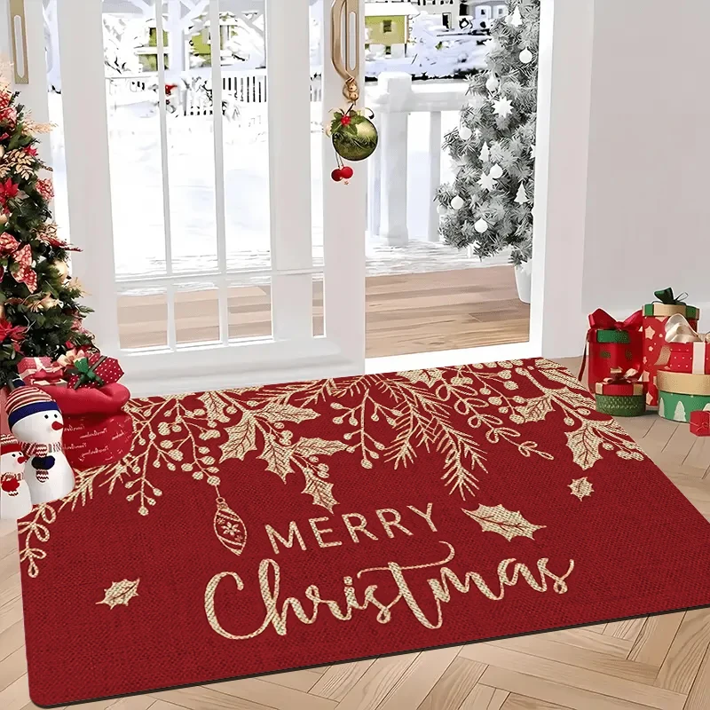

Christmas doormat, made of flannel, washable, Christmas decorative entrance mat, suitable for rooms and bathrooms