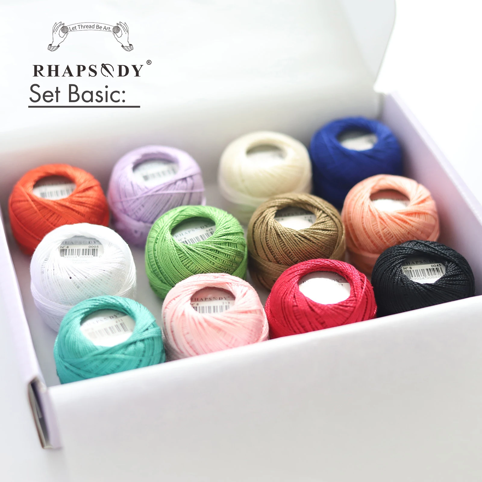 Rhapsody Größe 8, Häkelfaden, doppelt merzerisiert, lange Stapel, ägyptische Baumwolle, Perle, 12 verschiedene Farben, Set 43 Yards, 5 Gramm Kugel – Detail 30