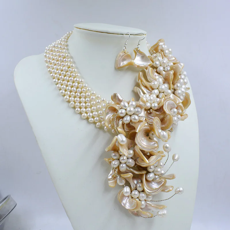 NEW !! Fashion Charms Pearl Shell Flower Women Jewelry Necklace For Wedding Bridal