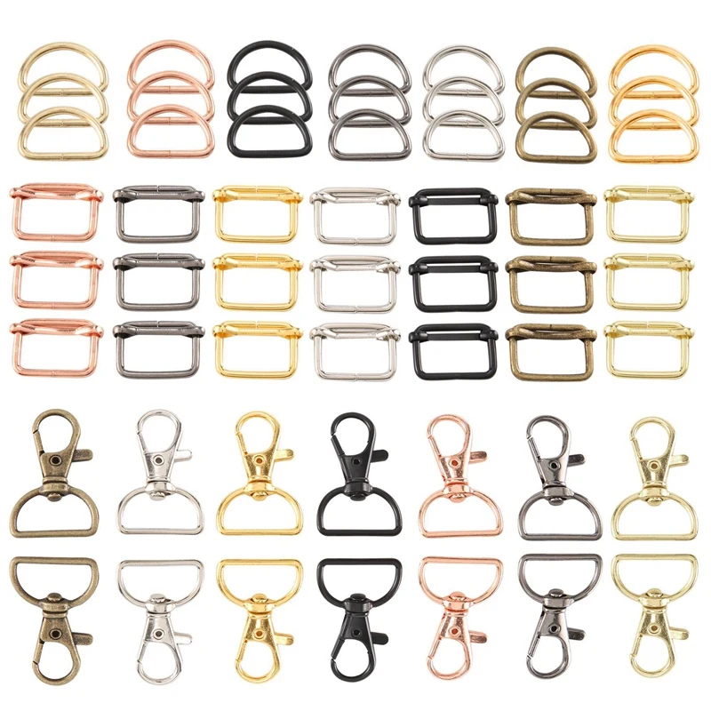 

56 Pcs Purse Hardware Keychain Hooks For Bag Making Lanyard Snap Hooks Metal Swivel Clasps With D Rings And Slide Buckle