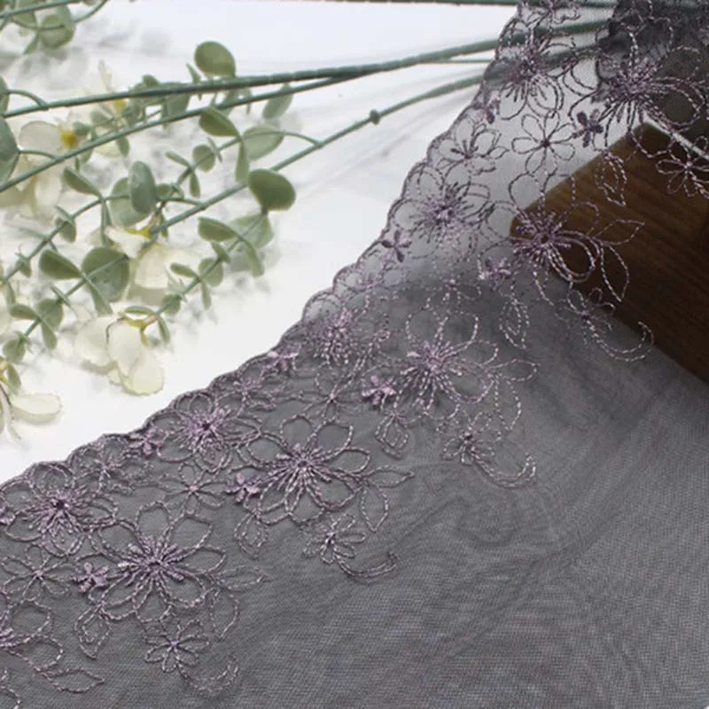 28Yards/Lot Luxury Flower Purple Embroidery Lace Trim Embroidered Lingerie Lace Fabric for Ladies' Dress Bra Underwear