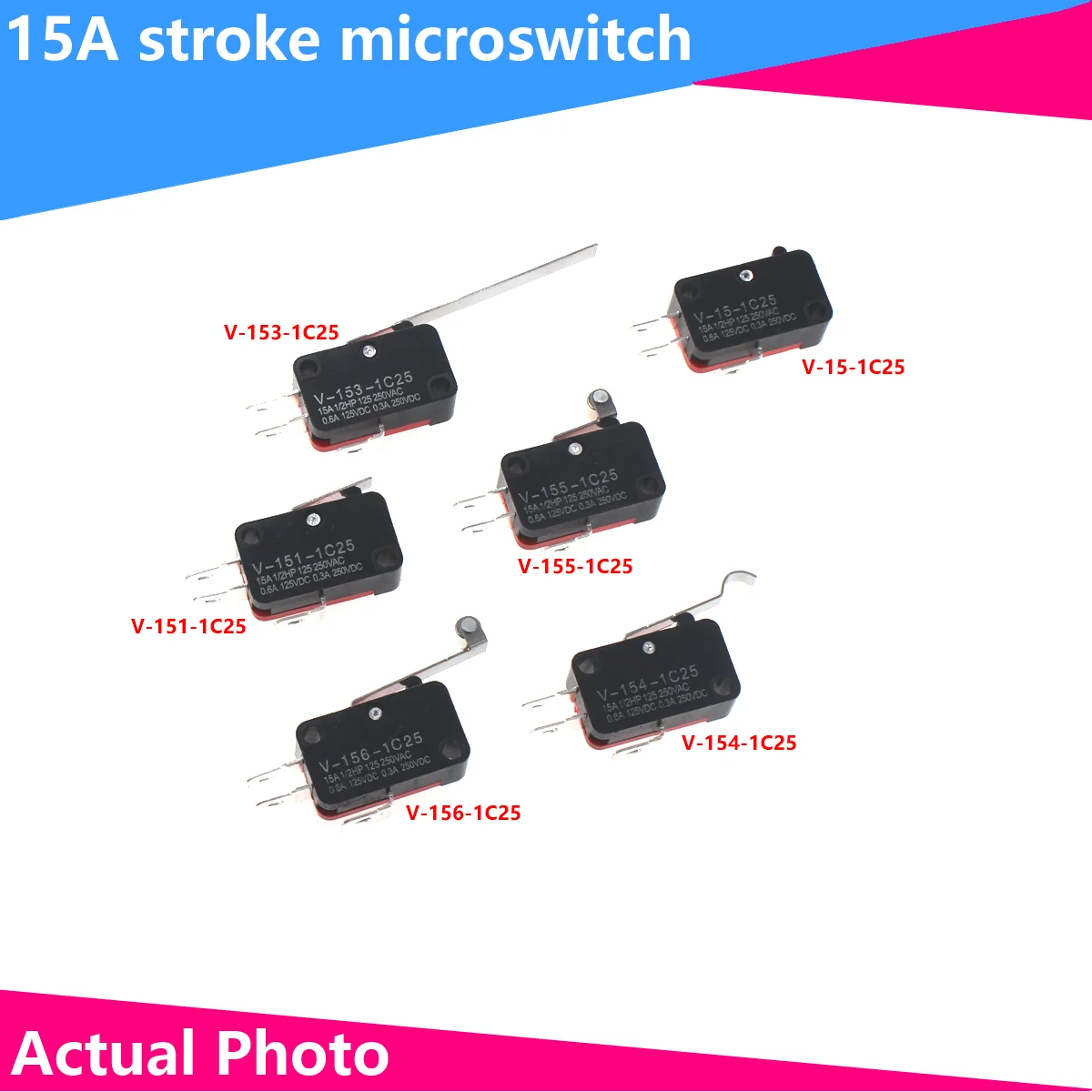 Wyłącznik krańcowy skoku mikroprzełącznika V-15-1C25 V-152-1C25 V-153-1C25 V-155-1C25 V-156-1C25 wałek długi przełącznik z uchwytem