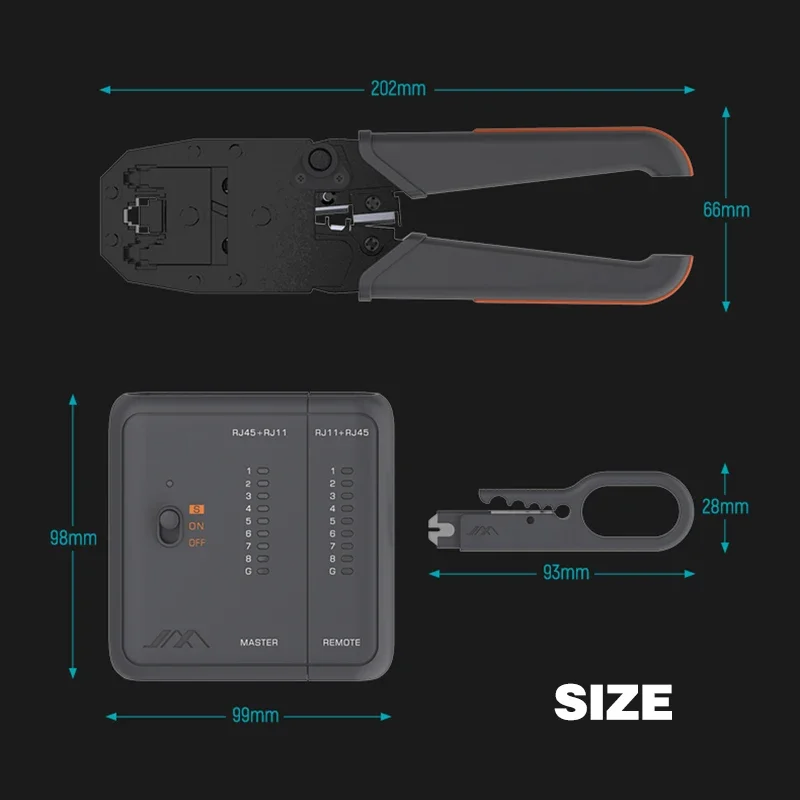 Imagem -03 - Jimihome Rj45 Crimper Ferramentas de Rede Alicates Kit Profissional Portátil Ethernet Computador Manutenção Lan Cabo Testador Conjunto Reparo