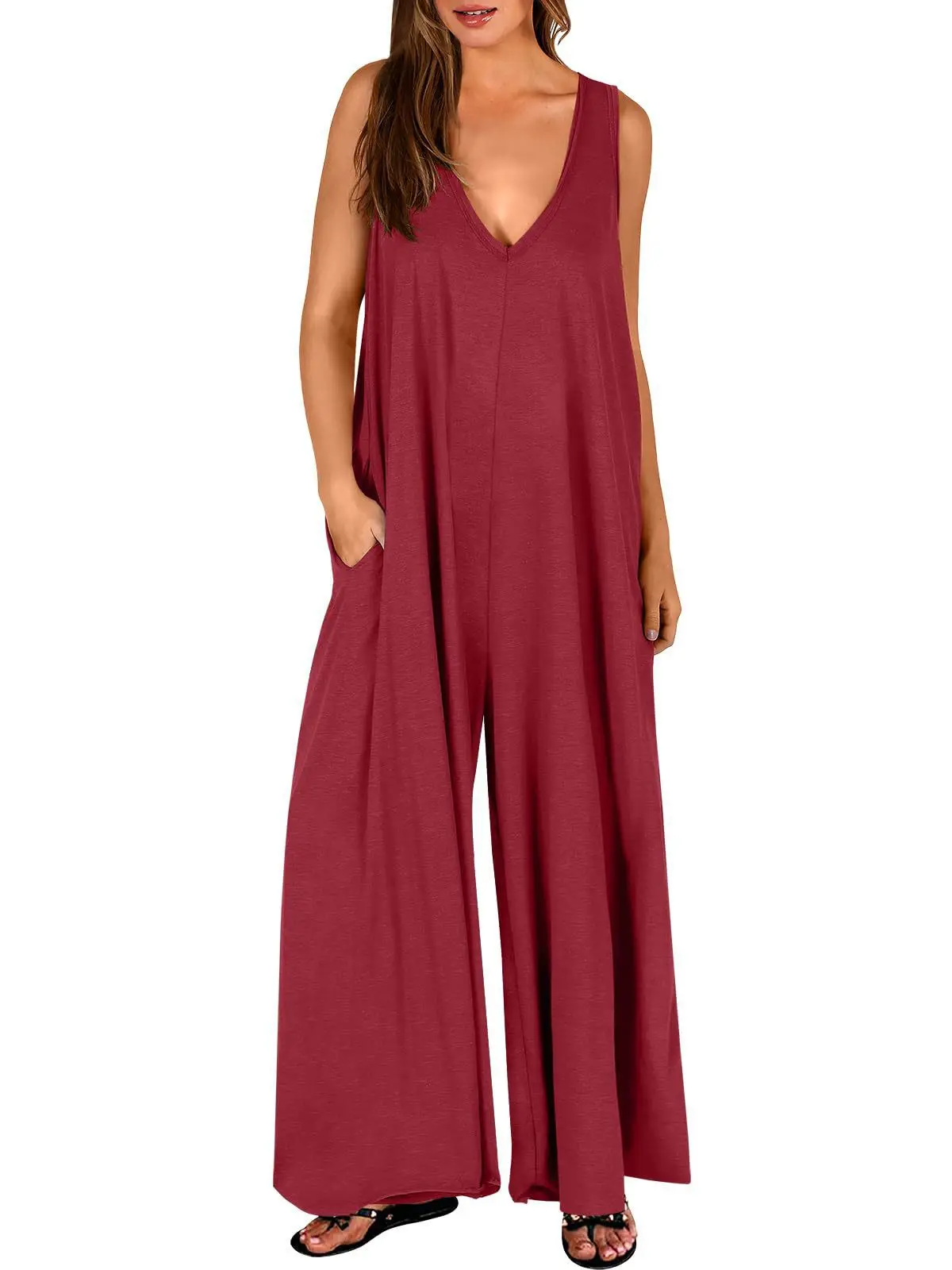 Summer Fresh Casual Women's Pocket jumpsuit Thin Women's jumpsuit