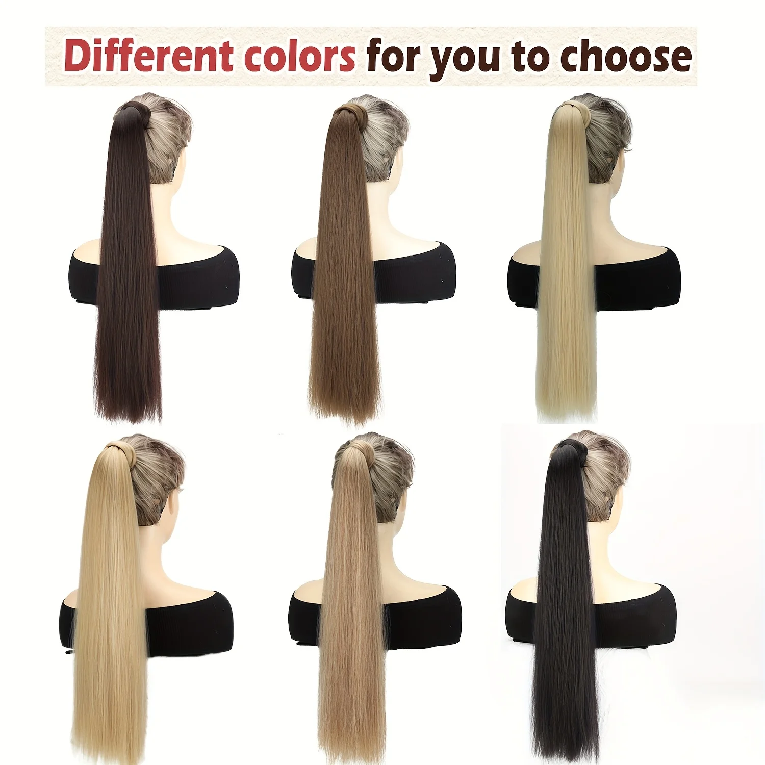 الاصطناعية 24 بوصة طويلة مستقيم ذيل حصان شريط مرن شريط مطاطي الشعر الدائري أسود براون ذيل حصان وصلات شعر للنساء