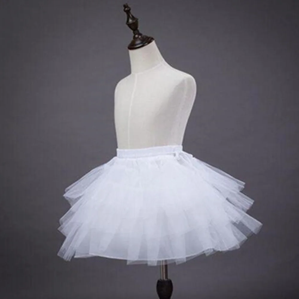 Weiße Blume Mädchen Petticoat Tüll Rüschen kurze Krinoline Petticoats Dame Mädchen Kind Unterrock für die Hochzeit