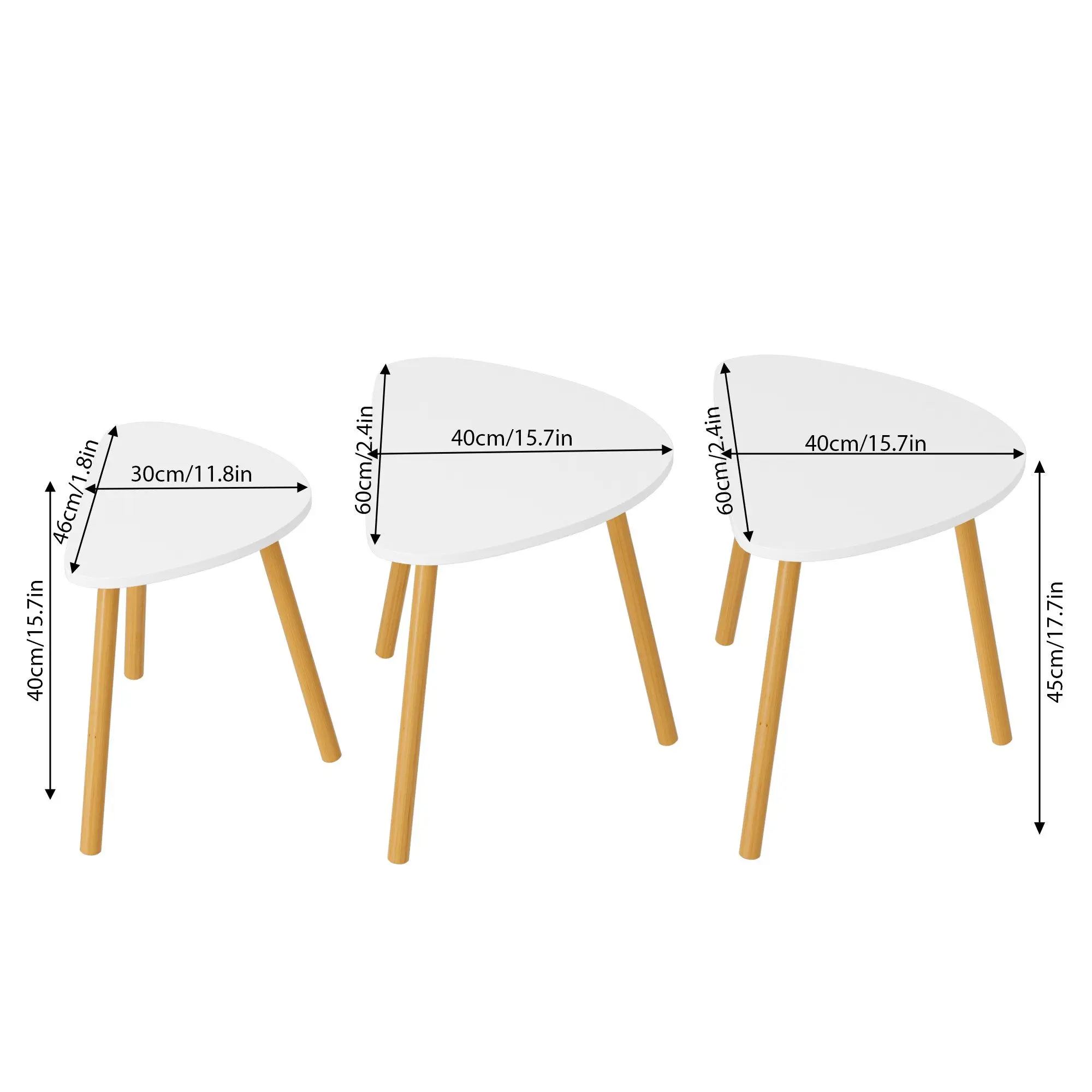 Getone Side Table, Set of 3 Small Coffee Table, Nesting of Tables for Living Room Bedroom Scandinavian Style