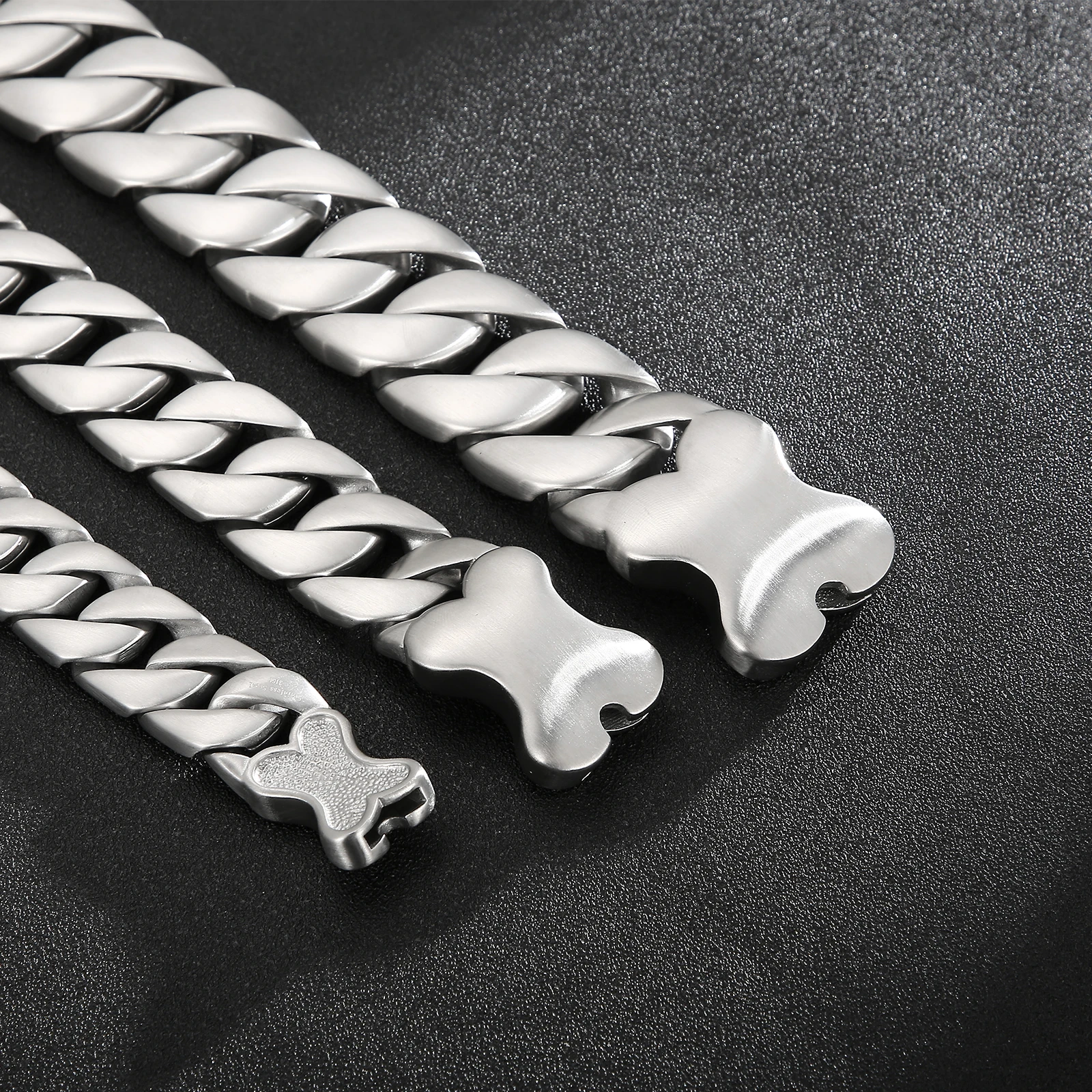 20/24/31mm Heavy Chunky Cuba Curb Chain Bracelet Men Women Stainless Steel Dog Bone Jewelry Clasps Brushed Surface