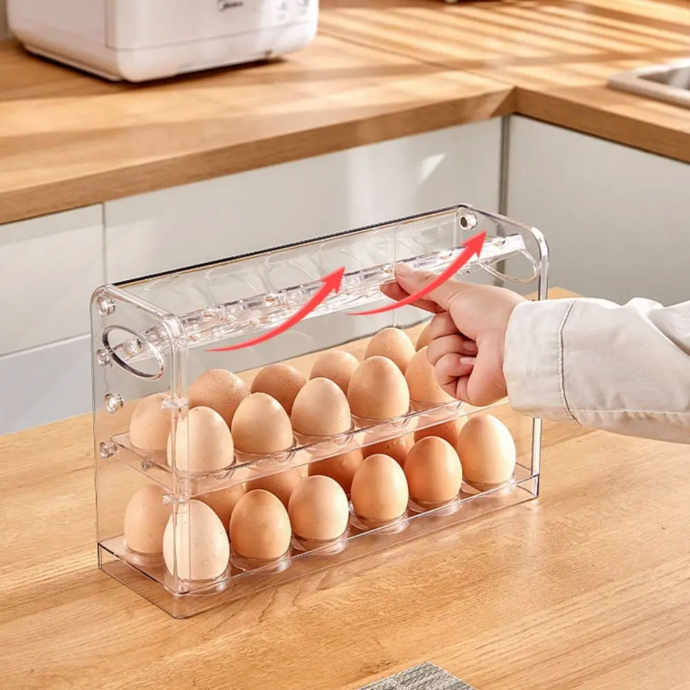 Fresh-Keeping Egg Storage Box Large Capacity Space Saving Egg Container Automatic Turning Plastic Egg Holder Support