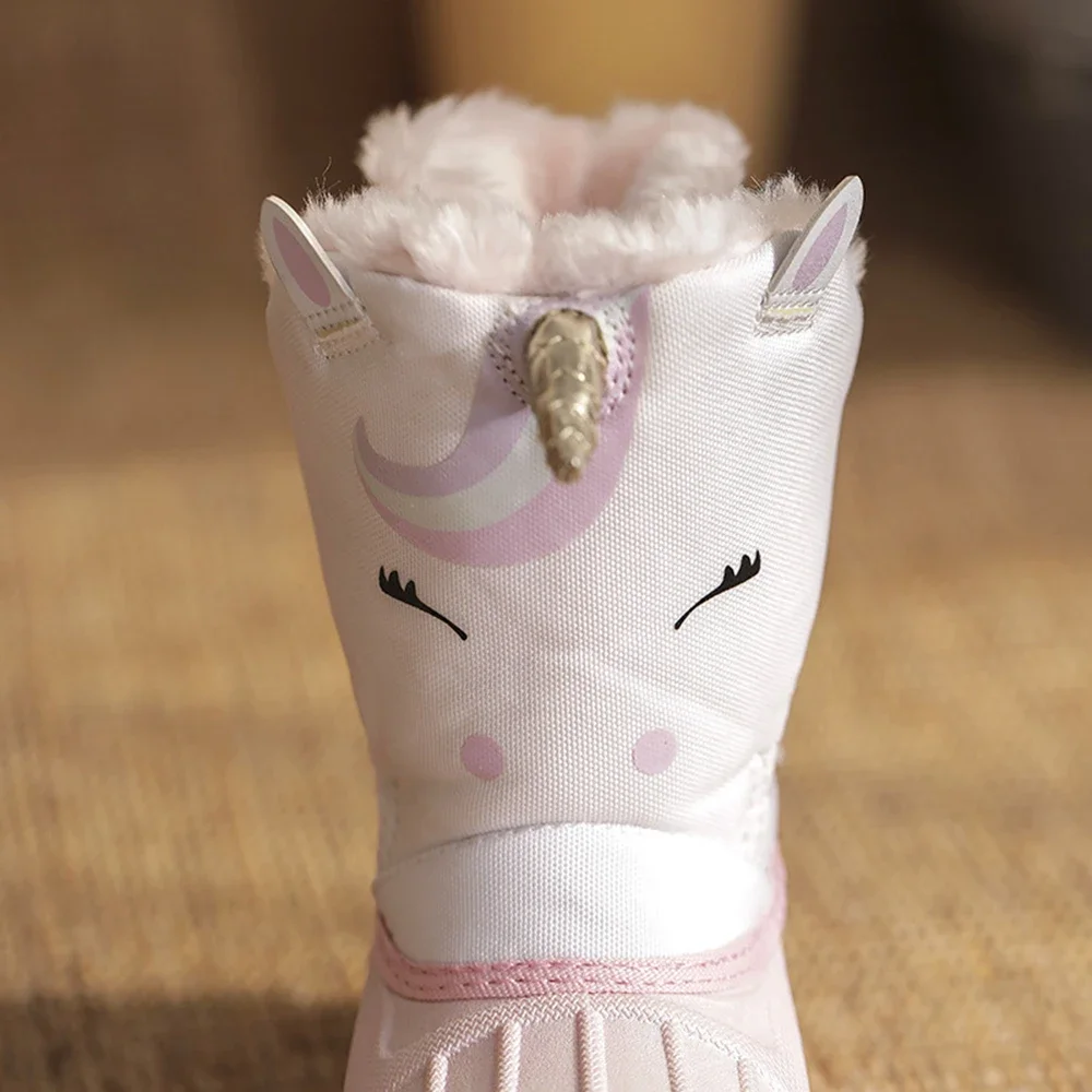 Kids Snow Boots  Unicorn Waterproof Slip Resistant Cold Weather Shoes Boy Girls Rubber Boots Winter Fashion Hiking Sneakers