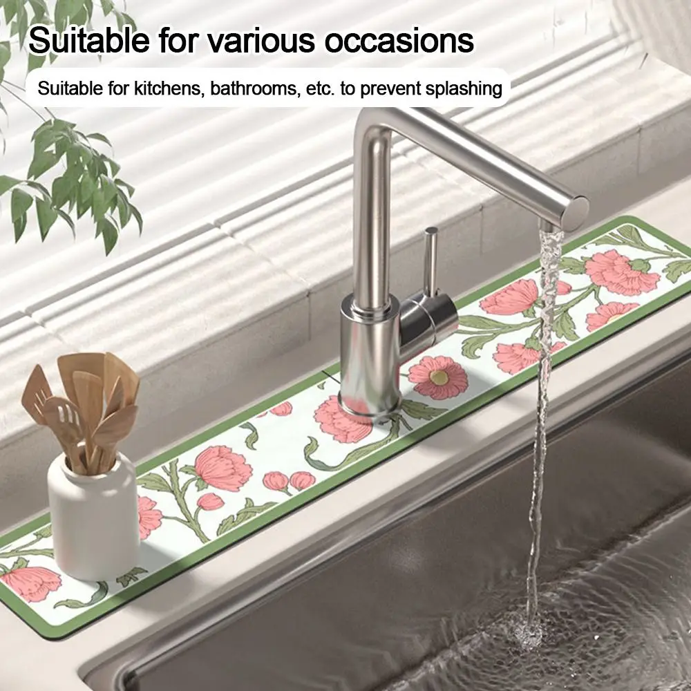 Diatomite Faucet Draining Mat Splash Convenient Non-Slip Absorbent Pad Multifunction Sink Splash Mats