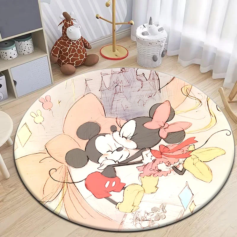 Minnie Mickey Mouse,beauty Cartoon HD Printed Round Carpet.Bedroom,Balcony,Entry Door,Sofa Seat Non-slip Mat.,Gift,Camping Rug