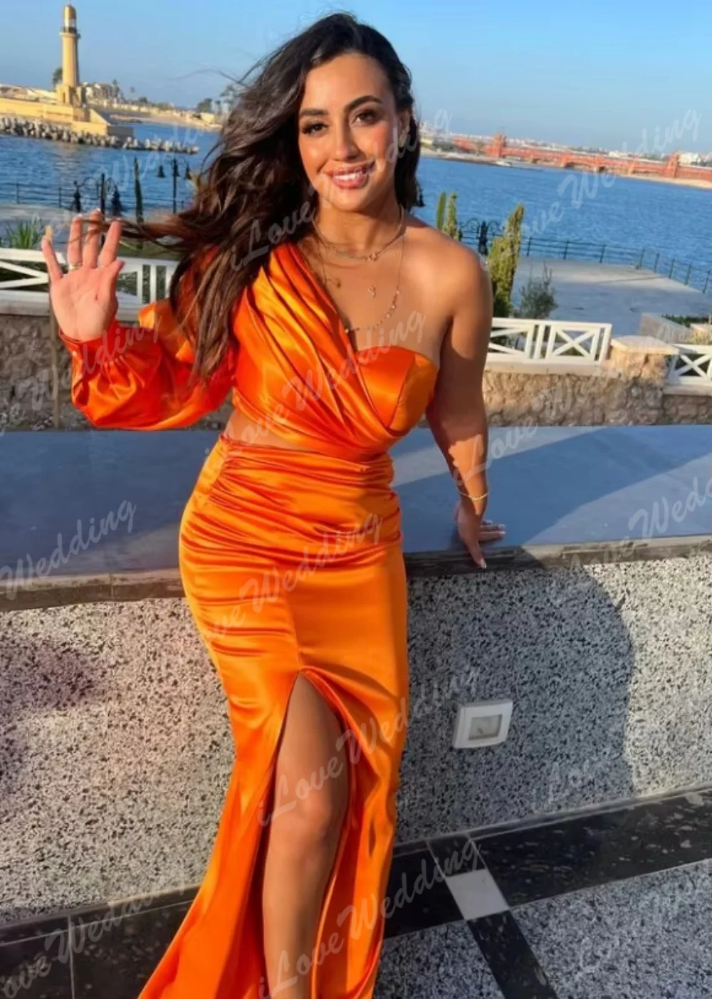 Exquisite High Quality One Shoulder Ruched Pleat A-line Long Evening Dress Customized Prom Dresses Simple Fashion Classic Retro