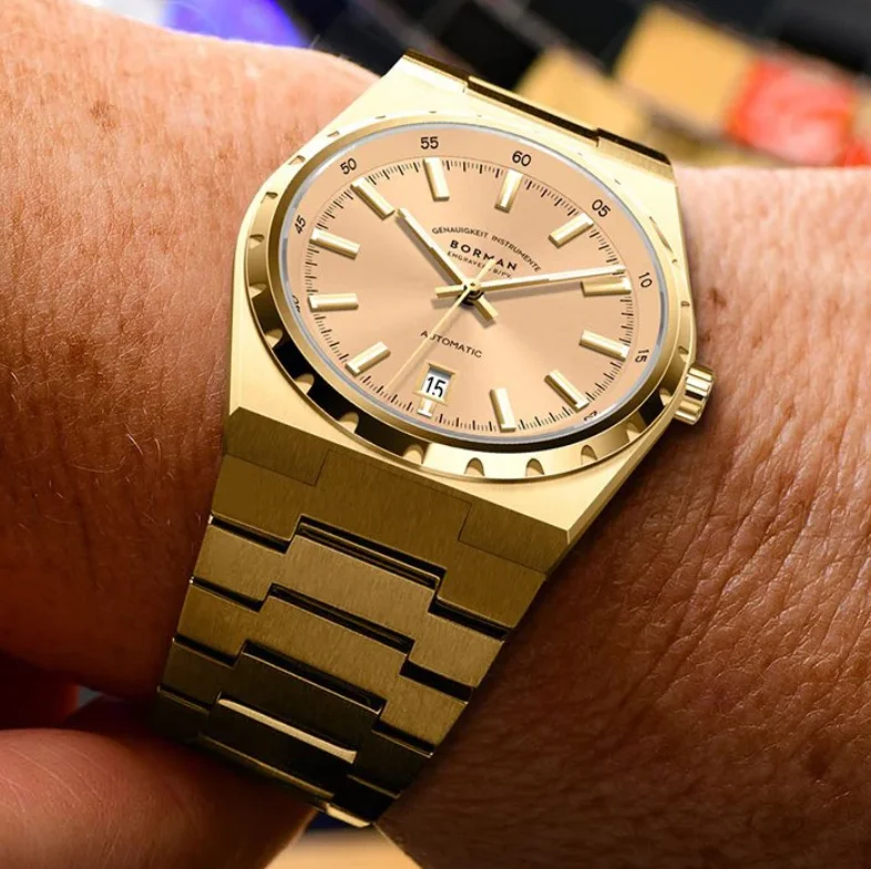 

Мужские автоматические часы BORMAN, 40 мм, роскошные механические наручные часы, водонепроницаемые, с сапфировым зеркалом, светящиеся, Miyota 9015