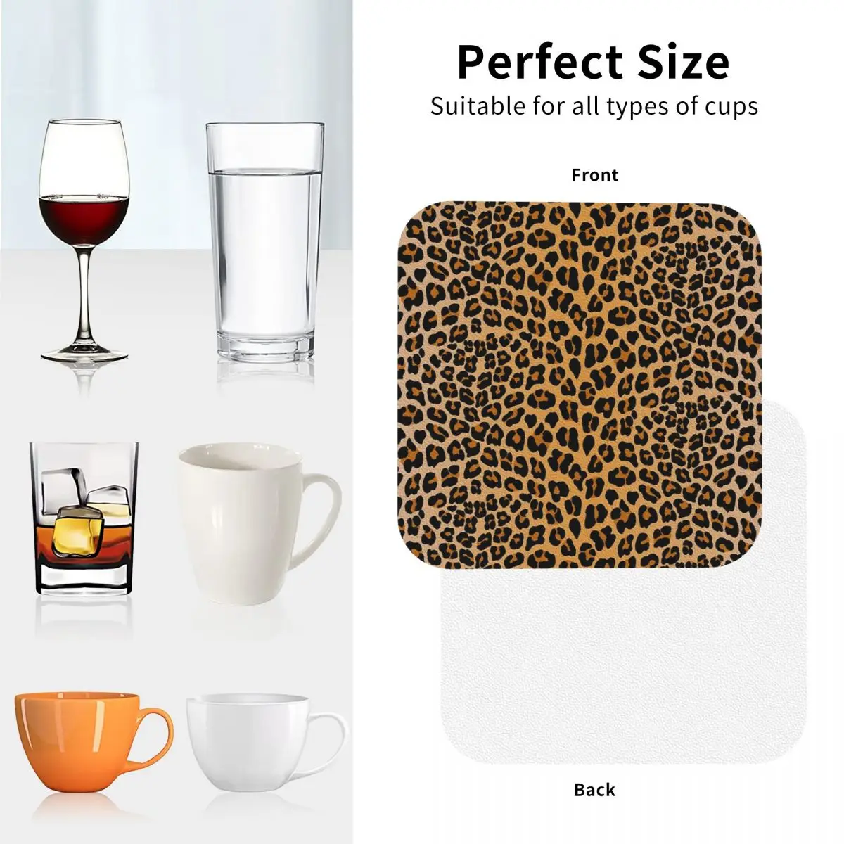 Leopard Print Coasters Kitchen Placemats Non-slip Insulation Cup Coffee Mats For Decor Home Tableware Pads Set of 4