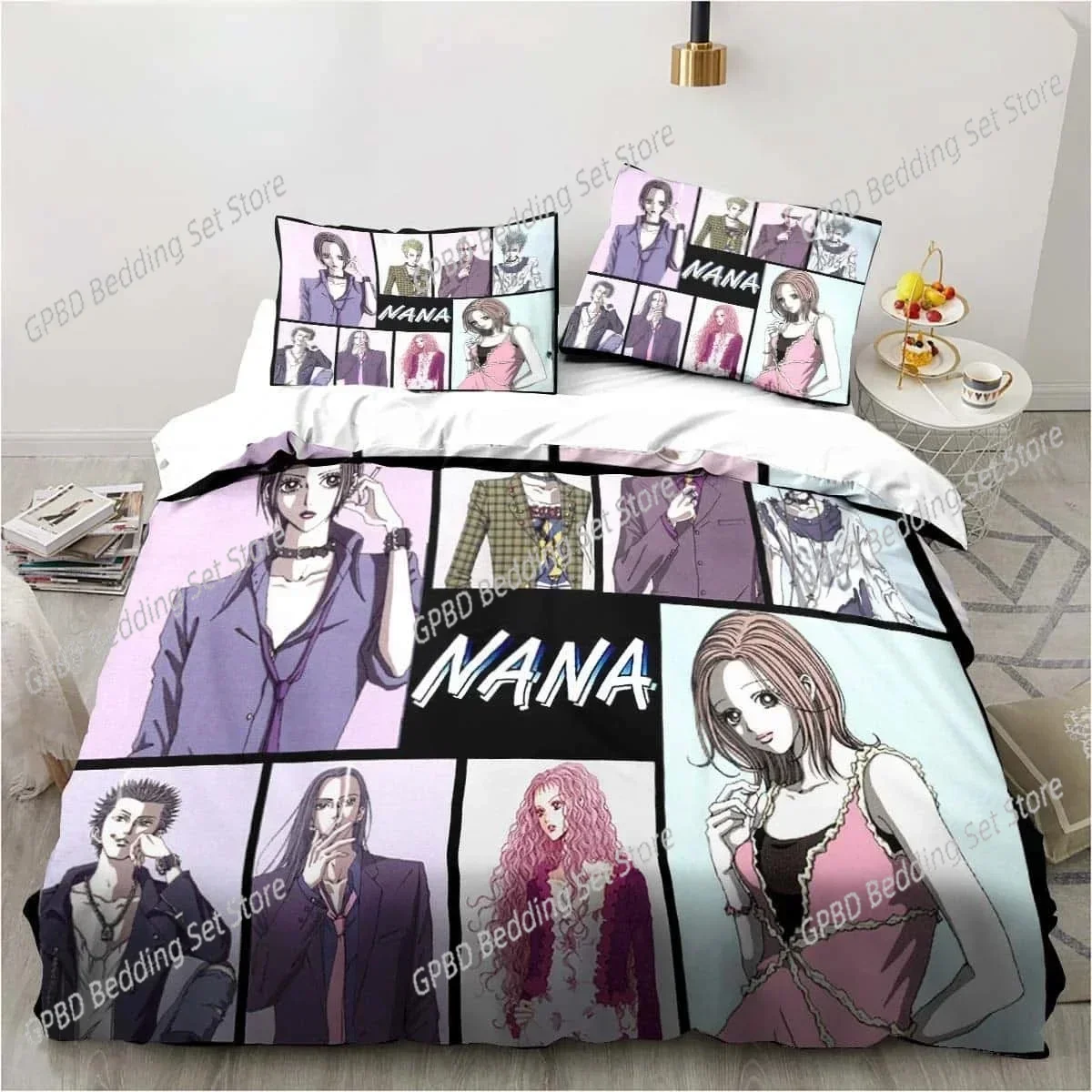 

Luxury New 3D Print Cartoons Black Stone NANA Manga Bedding Set Single Twin Full Queen King Bed Set Bedroom Duvet Cover Sets
