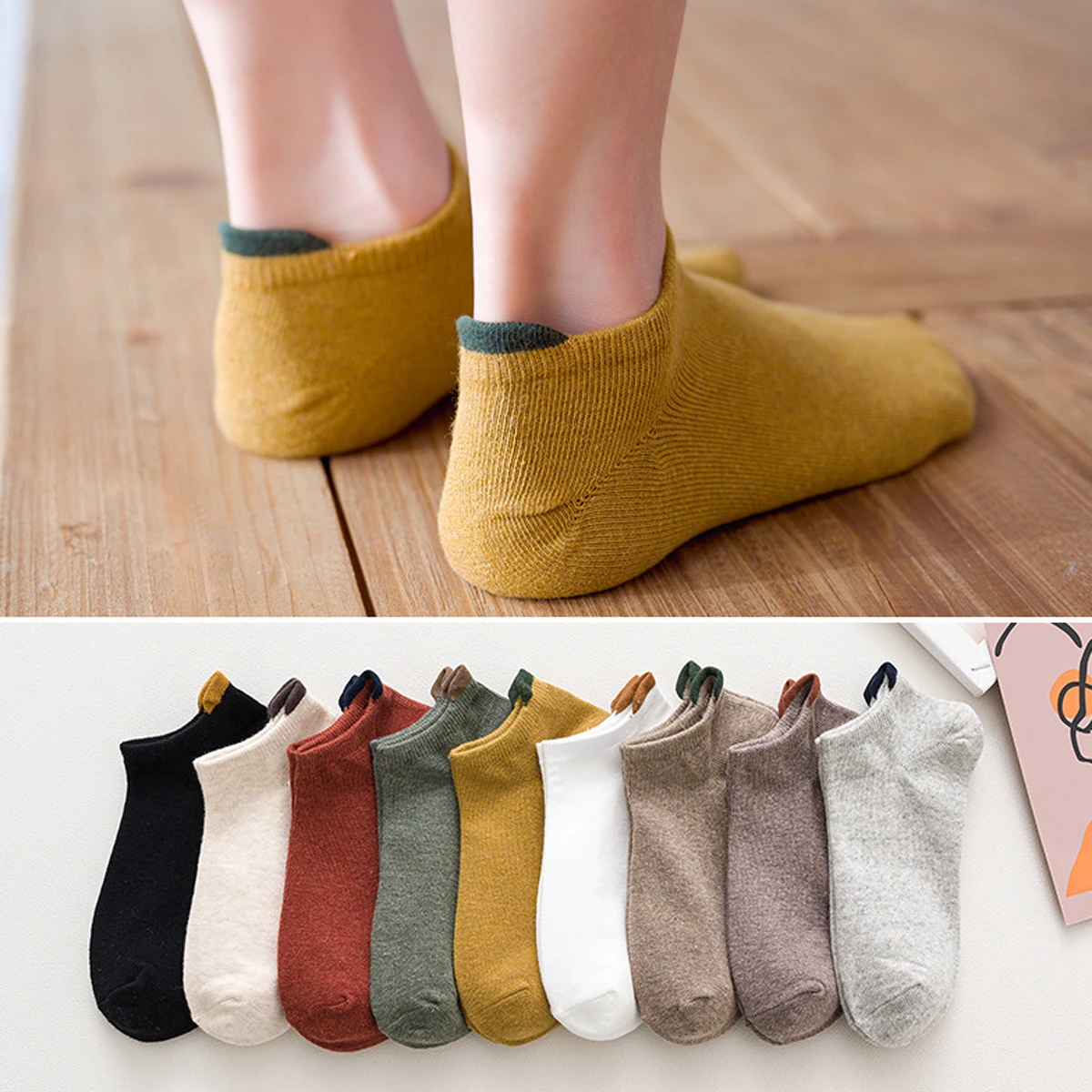 10 Pairs Women Low Tube Socks Set Cute Candy Colors Fashion Breathable For Female Casual Style Comfortable Socks Solid Color