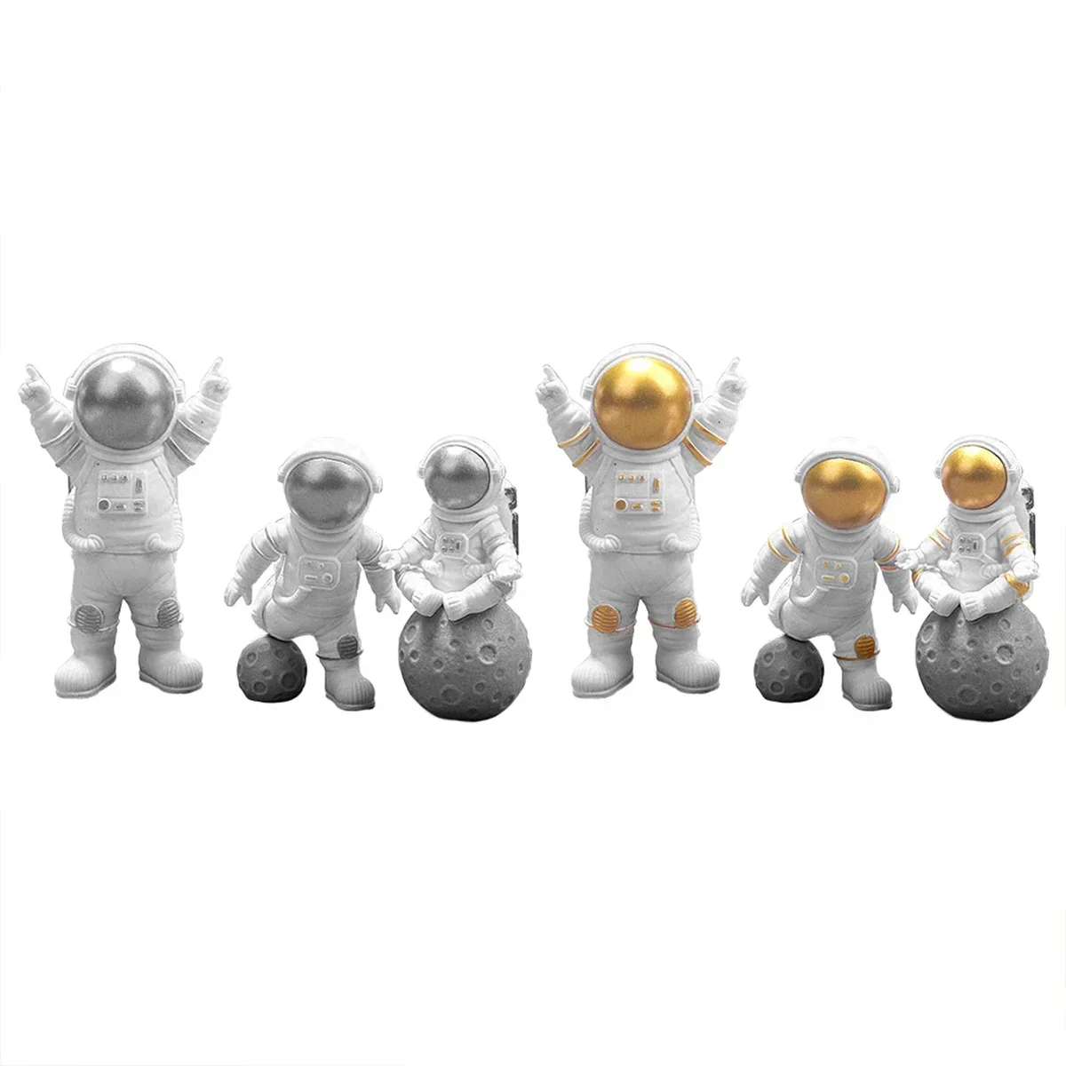 3pcs Astronaut Figurines Cake Topper Outer Space Spaceman Action Figure Statue Desktop Astronaut Ornaments Tabletop Spaceman