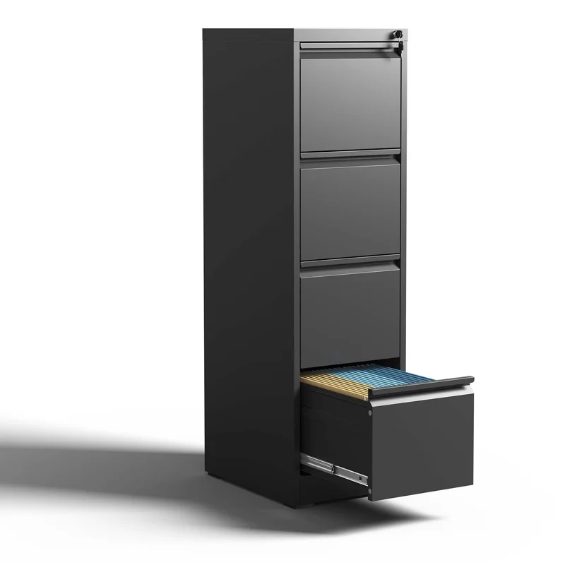 

4-Drawer Metal Vertical File Cabinet with Lock for A4 Letter Size Office Storage