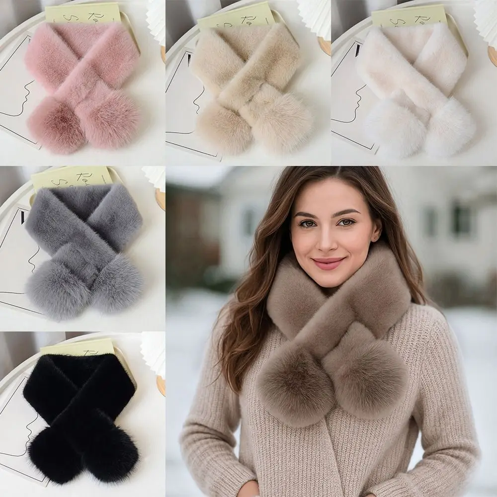 بلون الكورية الشتاء وشاح لينة أفخم لينة النساء الفتيات وشاح دافئ فو فرو المنك طوق الرقبة دفئا الإكسسوارات