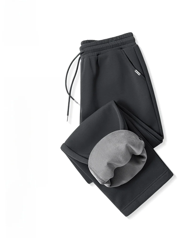 

Мужские повседневные брюки прямого кроя на флисовой подкладке, теплые, в американском стиле, осенне-зимние, модные, свободного кроя