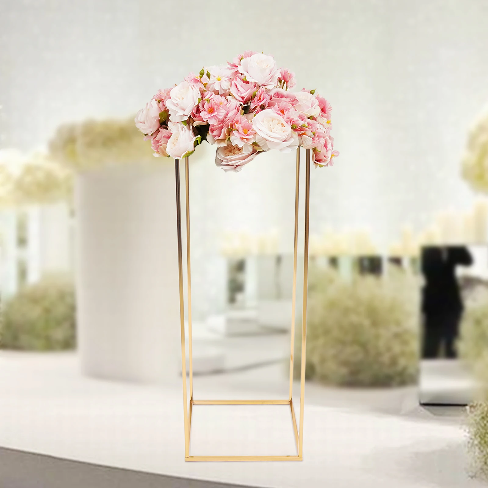 

Gold Flower Floor Stand Metal Column Flower Arrangement for Wedding Party Dinner Centerpiece