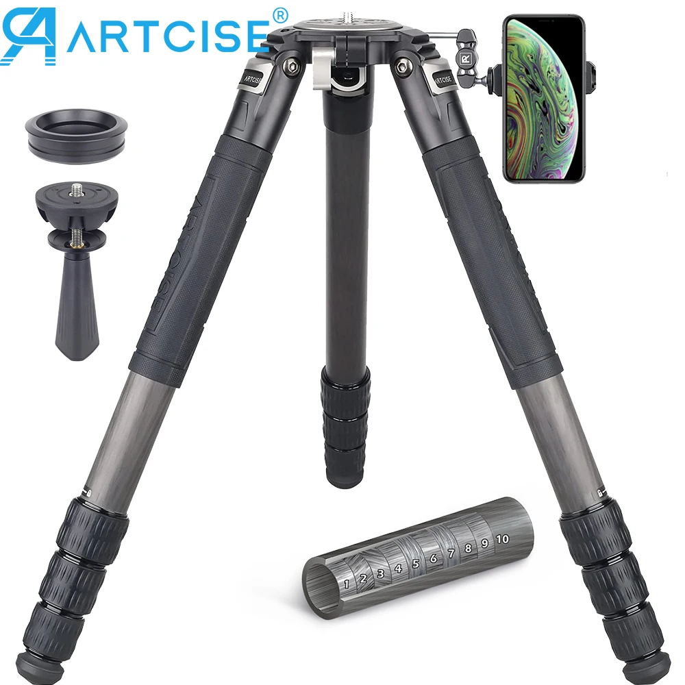 

Professional Carbon Fiber Tripod for Camera Phone Heavy Duty Tripod Carbon Dslr Camera Stand Ball Head Max Load 40kg/88lbs AS95C