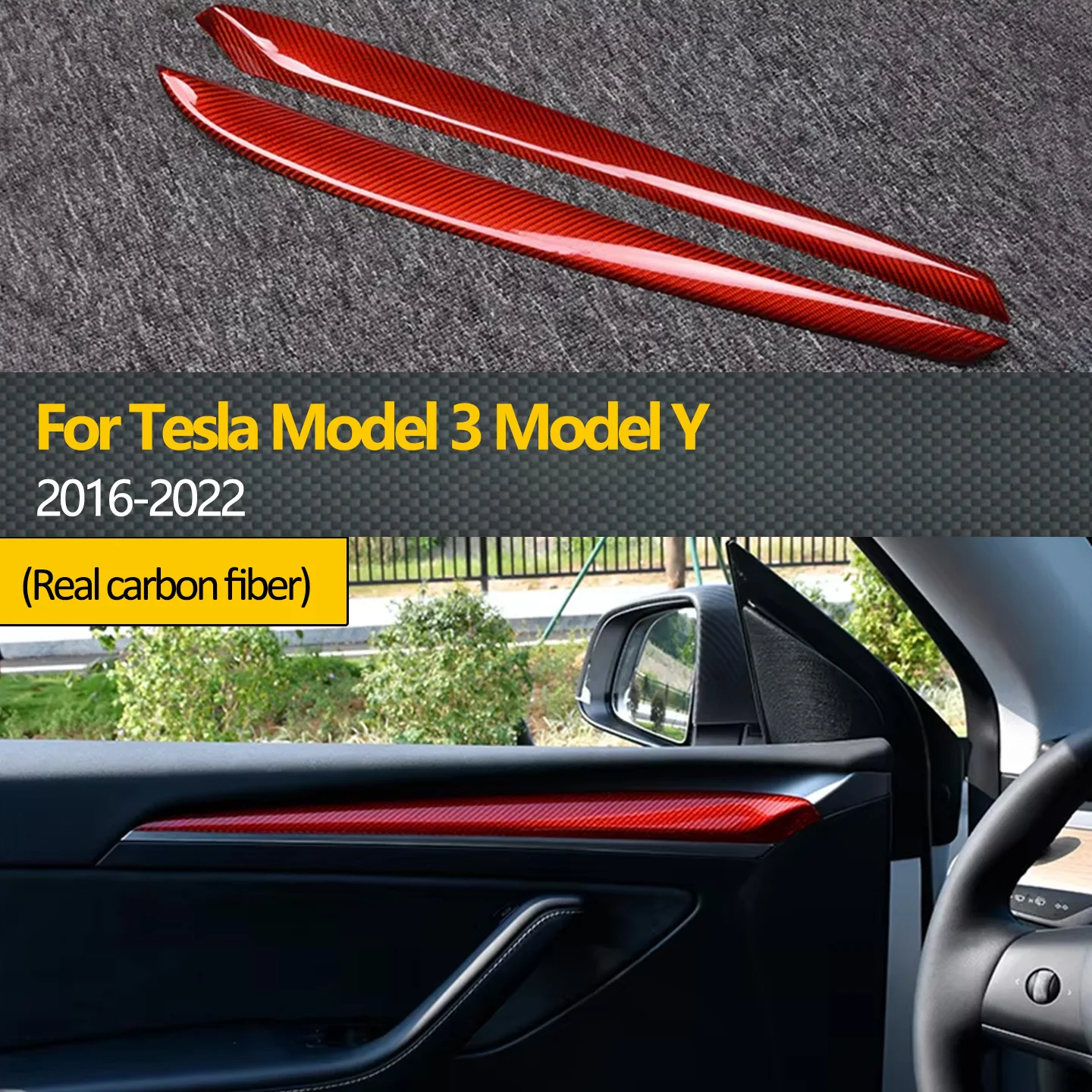 

Для Tesla Model 3 Model Y 2016-2022 гг., высококачественная обшивка двери из углеродного волокна, аксессуары для внутреннего преобразования