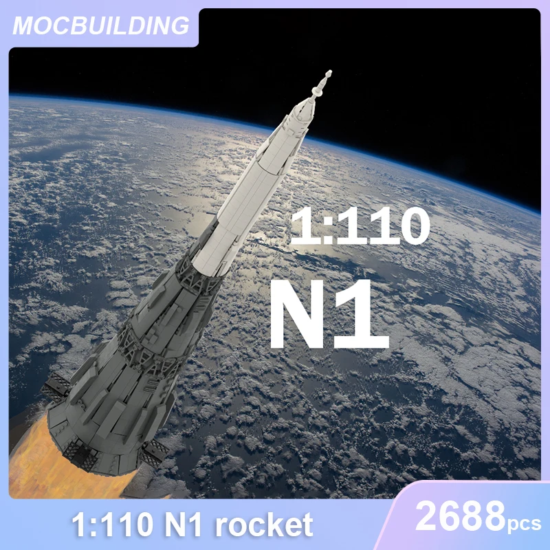 1:110 Scale N1 Rocket N-1 Model MOC Building Blocks DIY Assemble Bricks Space Educational Creative Collection Toys Gifts 2688PCS